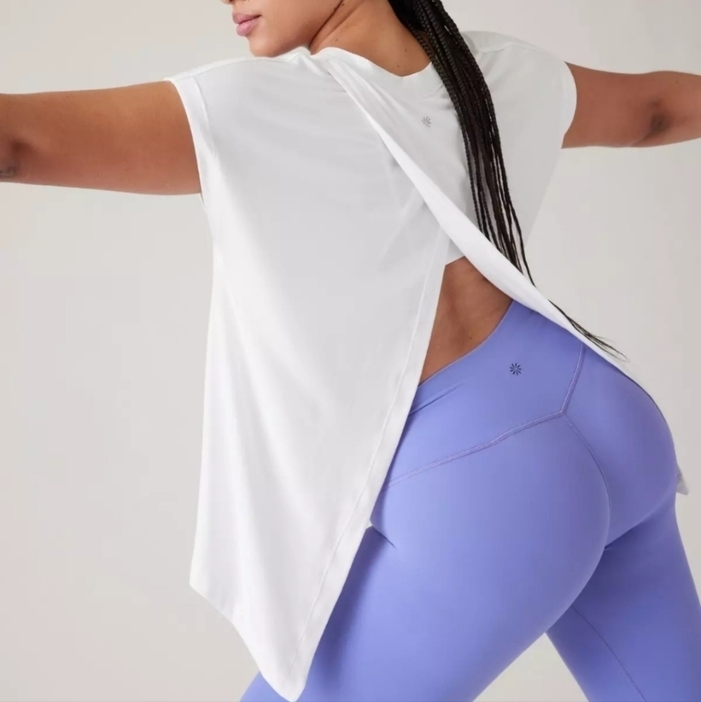 Athleta Explore Split Back Tee White
